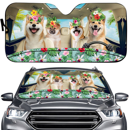 Petthouse | Shiba Inu Cute Windshield Sun Shade Dog Driving Car Automotive Interior Sun Protection Shiba Mom