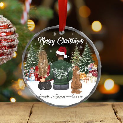 Petthouse | Personalized Couple And Pet Christmas Ornament, Couple With Dog Xmas, 2025 Christmas Couple