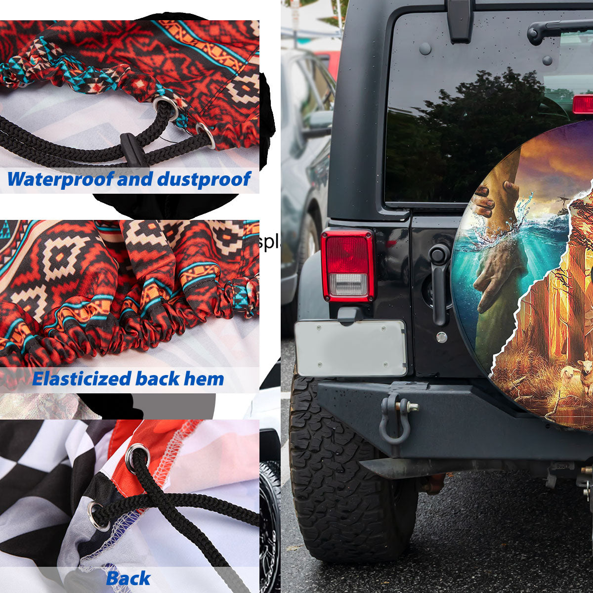 Petthouse | Jesus Lion And Lamb Spare Tire Cover God Believer Gifts Seasonal Tire Totes Universal Fit