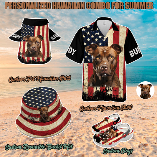 Petthouse | Custom Dog American Flag Vintage Hawaiian Shirts, 4th Of July Gift For Dog Lovers