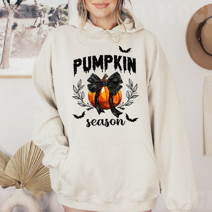 Petthouse | Coquette Pumpkin Season Shirt, Fall Pumpkins Coquette Black Bow, Spooky Season Fall Autumn Gift