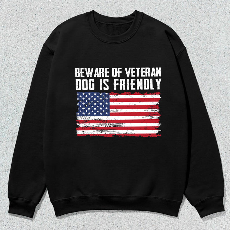 Petthouse | Custom Dog Beware Of Veteran Dog Is Friendly Shirt, Funny Dog 4th Of July Shirt