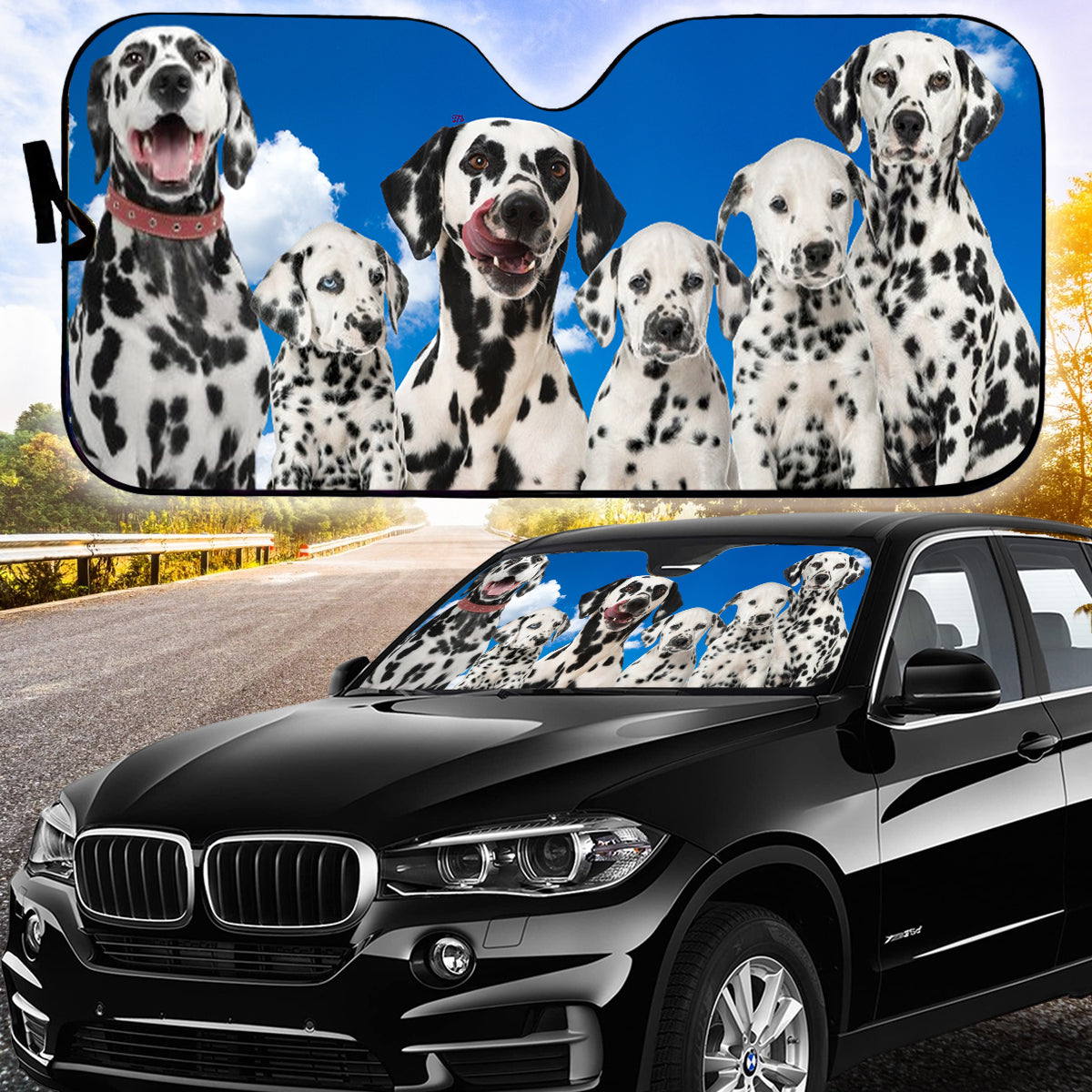 Petthouse | Dalmatian Dog Car Sun Shade Windshield Car Accessories For Dalmatian Dog Lovers Gift For Family