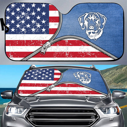 Petthouse | German Shorthaired Pointer Windshield Sun Shade American Flag Truck Window Shades Independence