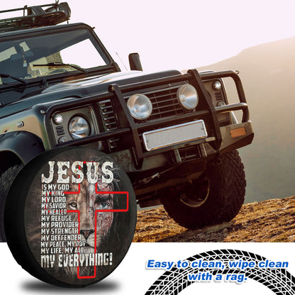 Petthouse | Lion Jesus Face Mixed Car Tire Cover Jesus Lover Jesus Is My God My Everything Spare Tire Cover