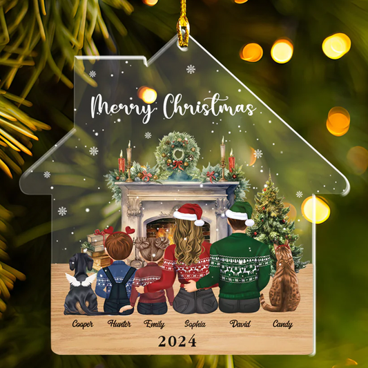 Petthouse | Personalized Family Ornament, Family Christmas Ornament With Pets, Family And Pet Ornament