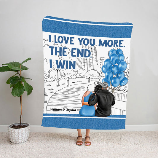 Petthouse | Personalized Blue Valentines Blanket For Couple, I Love You More The End Blanket For Girlfriend