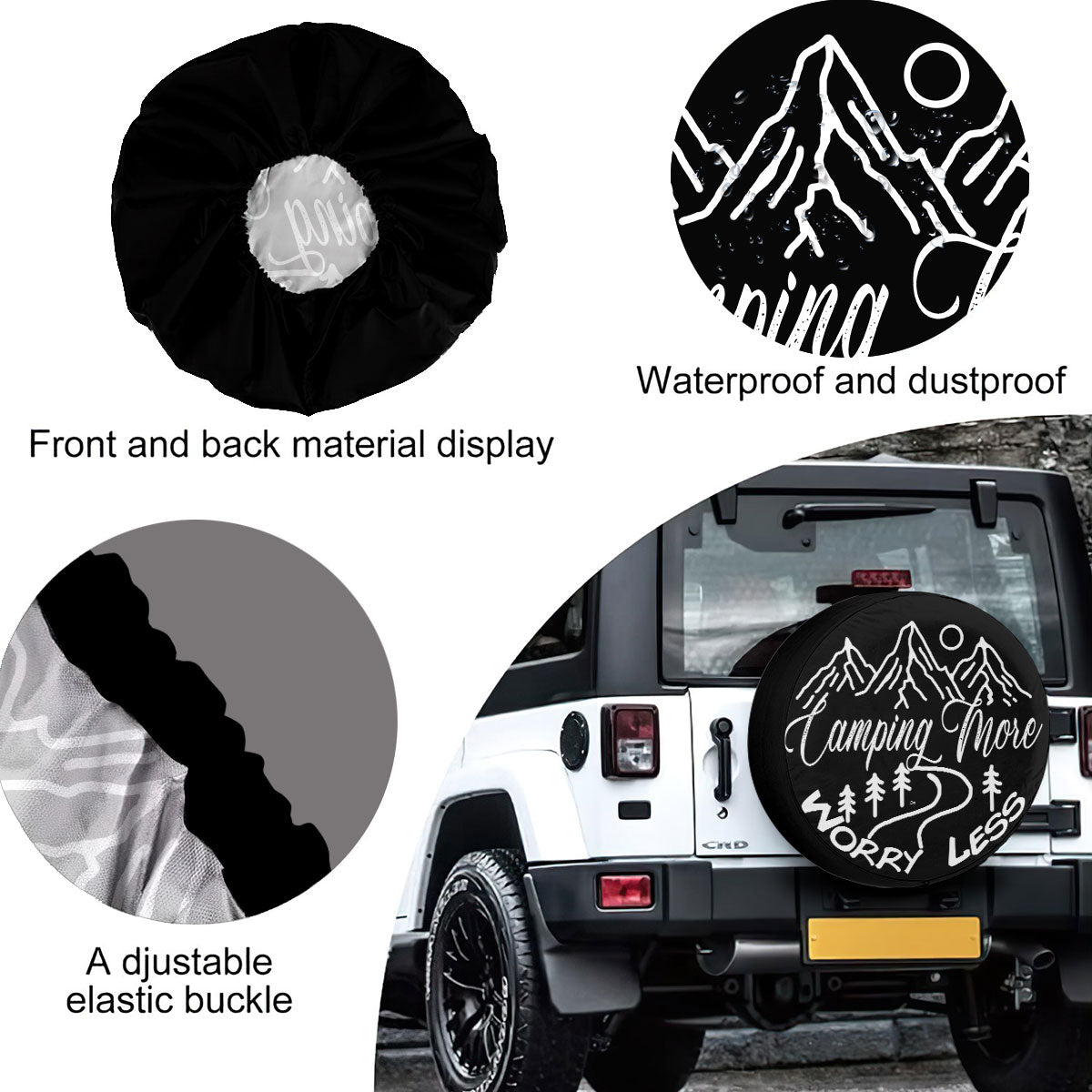 Petthouse | Camping Spare Tire Cover Minimalist Camping Mountains Wheel Tire Covers Camping