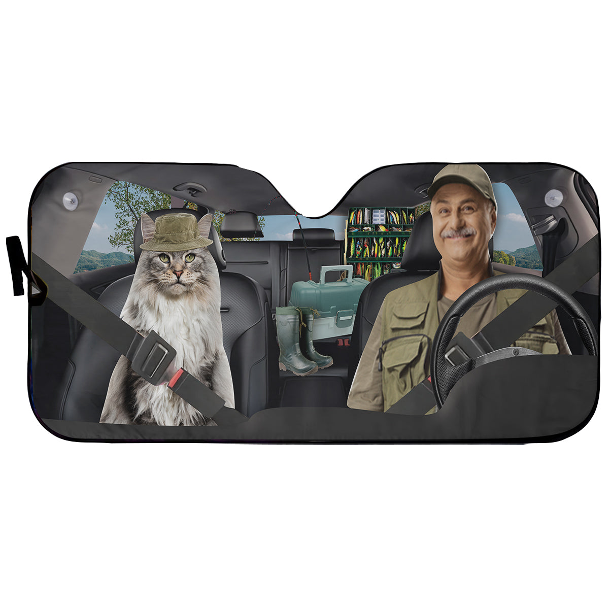 Petthouse | Custom Photo Car Windshield Sun Shade Fishing Dad Car Sun Shade Windshield Fishing Car