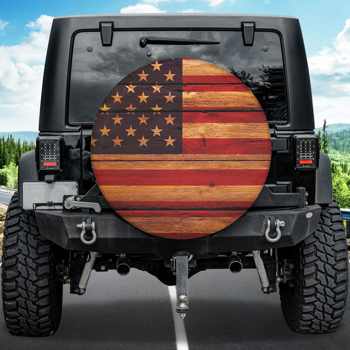 Petthouse | American Flag Spare Tire Cover Patriotic 4th Of July Tire Protector Independence Day Wheel