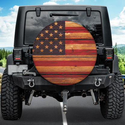 Petthouse | American Flag Spare Tire Cover Patriotic 4th Of July Tire Protector Independence Day Wheel