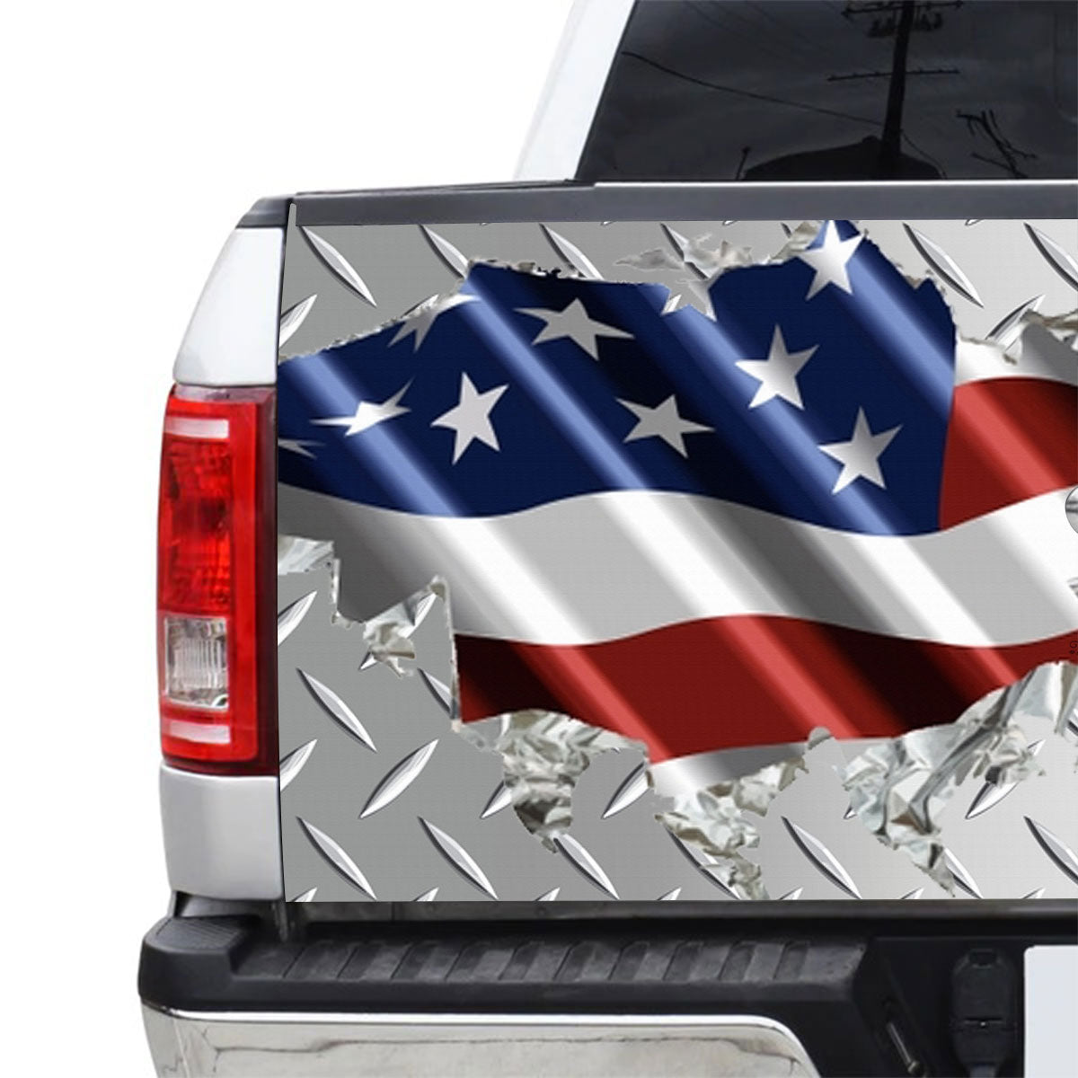 Petthouse | Metallic Tailgate Vinyl Wrap American Flag Tailgate Mural Grunge Usa Flag Tailgate Wraps For Trucks