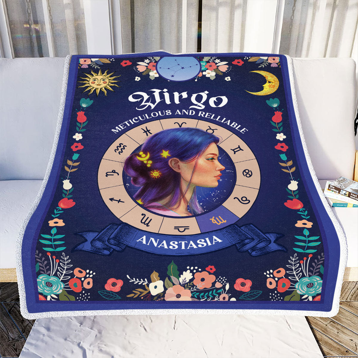 Petthouse | Personalized Virgo Astrology Throw Blanket To Daughter, Meticulous And Reliable Travel Blanket