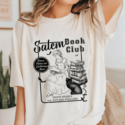 Petthouse | Retro Salem Book Club Shirt, Black Cat Spooky Book Salem Witches, Spooky Season Bookish