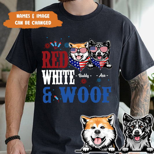 Petthouse | Personalized Red White & Woof Dog Dog 4th Of July Shirt, Birthday Gift For Dad, Grandpa