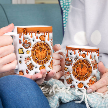 Petthouse | Fall Vibes Coffee 3d Inflated Mug, Fall Vibes Ceramic Mug, Puffy Fall Mug, Autumn Fall Coffee