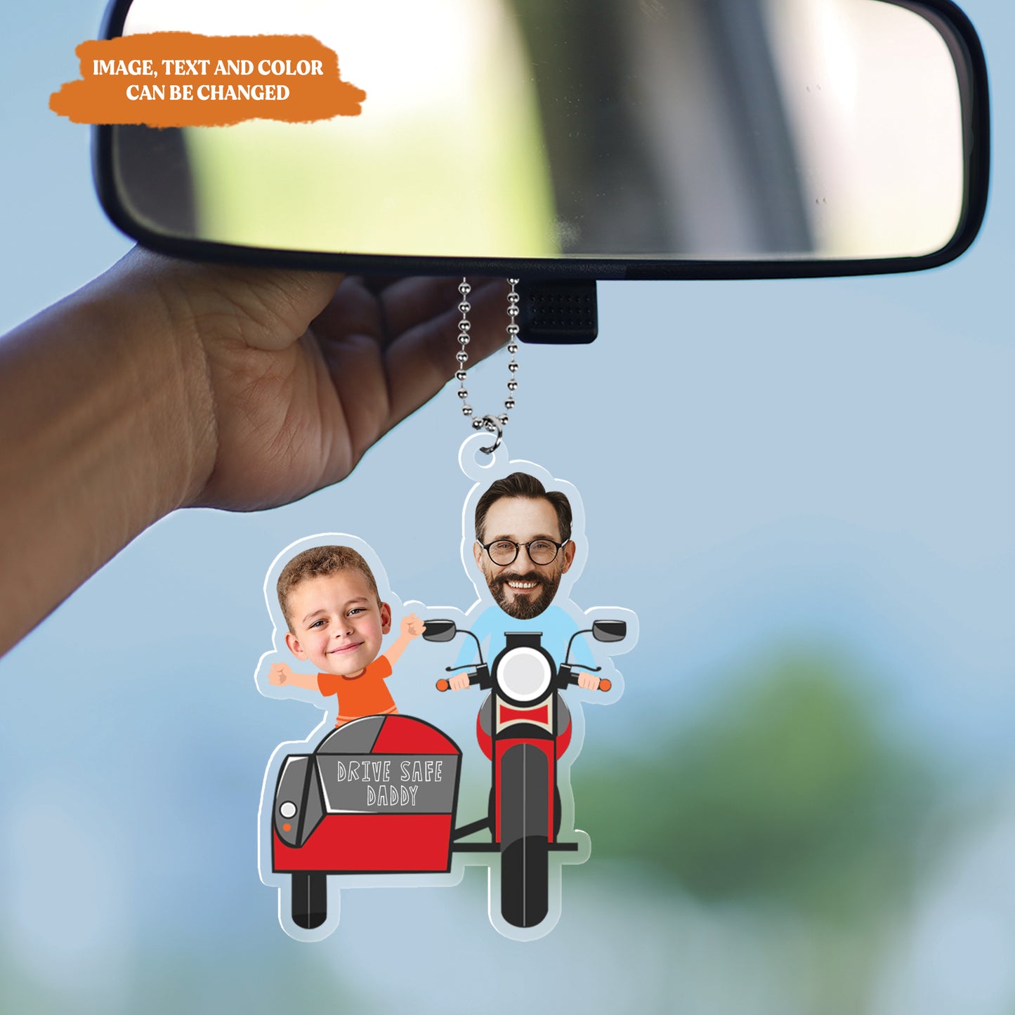 Petthouse | Custom Photo Dad And Kid On The Ride Car Hanger, Daddy Drive Safe Ornament, Dad Father