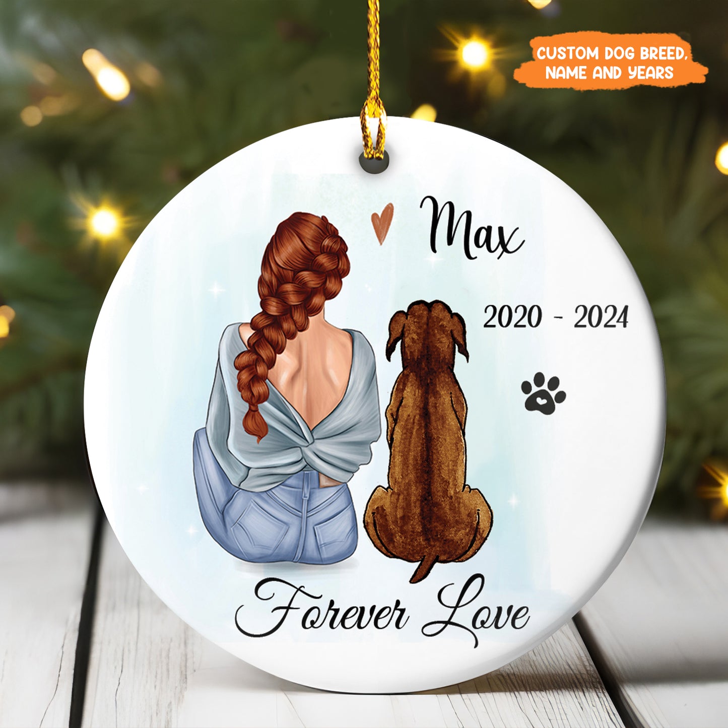 Petthouse | Personalized Dog Memorial Ornament, Pet Memorial Gift, Dog Remembrance Ornament, Gift For Dog Mom