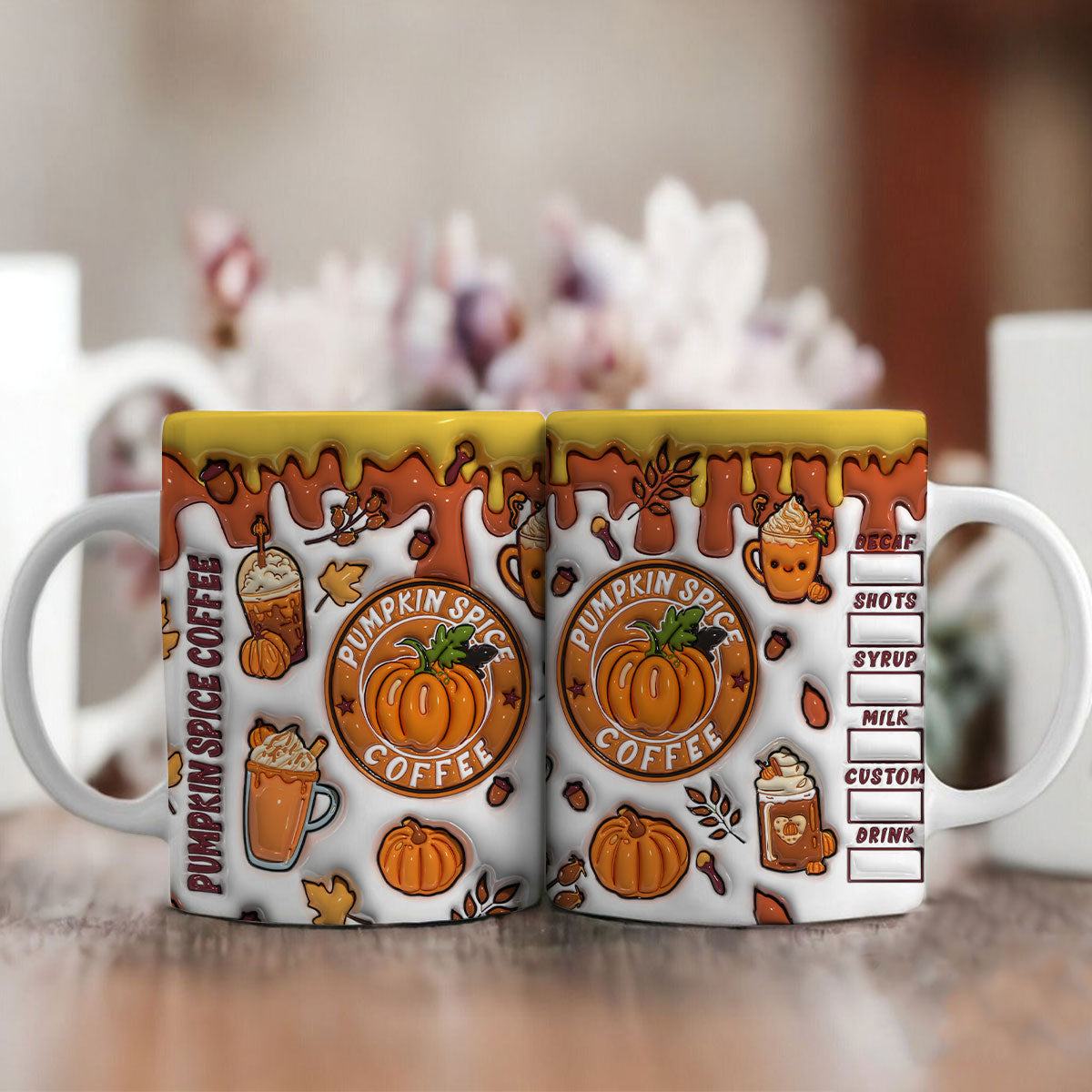 Petthouse | Pumpkin Spice Coffee 3d Inflated Mug, Coffee Fall Autumn Season Gift Aesthetic Teacup Fall