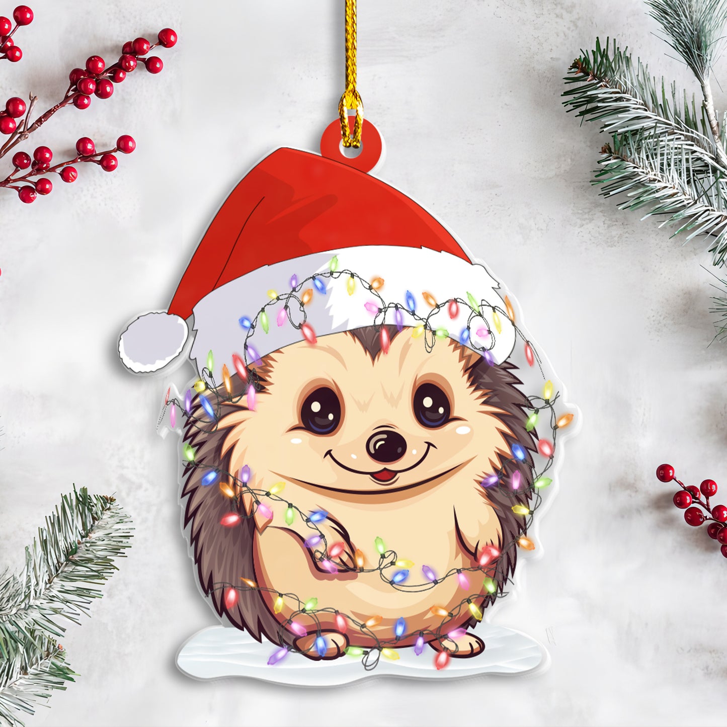 Petthouse | Hedgehog Christmas Ornament, Xmas Acrylic Ornament, Christmas Tree Decor, Gift For Family