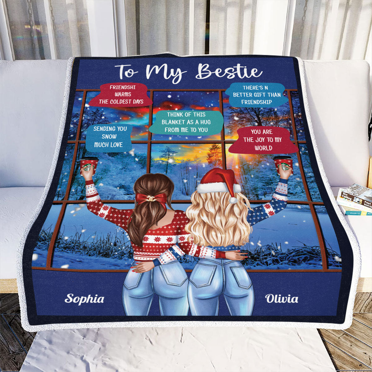 Petthouse | Personalized To My Bestie Cozy Blanket, Friendship Warms The Coldest Days Throw Blanket For Best Friends