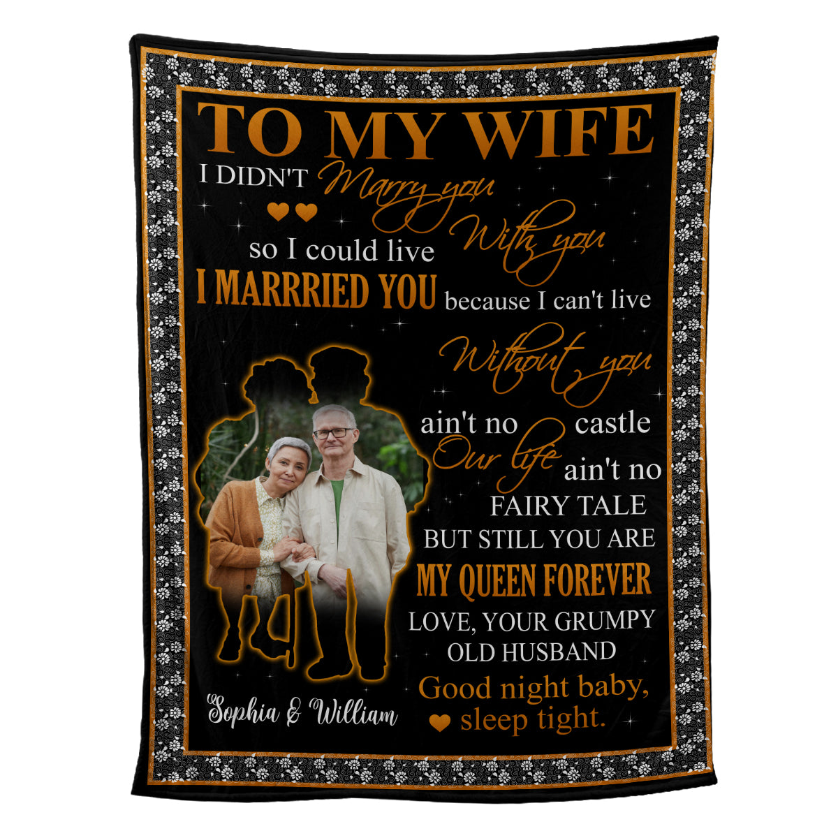 Petthouse | Personalized Name To My Wife Throw Blanket, Wedding Anniversary Blanket, Old Couple Travel Blanket