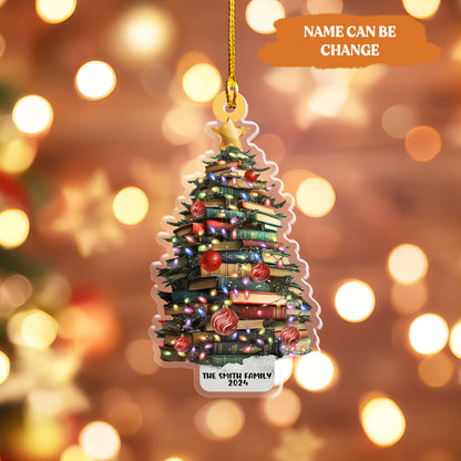 Petthouse | Personalized Christmas Book Tree Name Ornament, Bookish Tree Ornament, Book Lover Xmas Gift