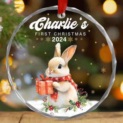 Petthouse | Personalized Baby's First Christmas Ornament 2024, Baby Rabbit Ornament, Christmas Gift