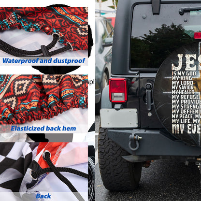 Petthouse | Lion Jesus Cross Durable Tire Protector Jesus Catholic Jesus Is My Everything Spare Tire Cover