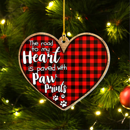 Petthouse | Personalized Dog Ornament, The Road To My Heart Is Paved With Paw Prints, Gift For Dog Lover