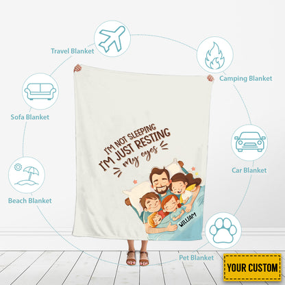 Petthouse | Personalized Father And Children Fleece Blanket, Crazy Father's Day Cuddling Blanket, Best Daddy Keepsake