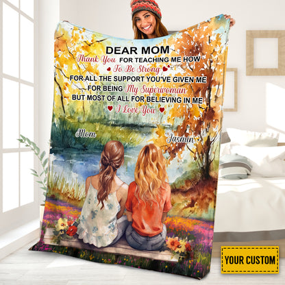 Petthouse | Personalized Dear Mom Fleece Blanket, Thank You For Being My Superwomen Throw Blanket, Family Gifts