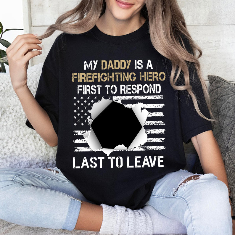 Petthouse | Custom Dog My Daddy Is A Firefighting Hero Shirt, Happy Independence Day, Veteran's Day