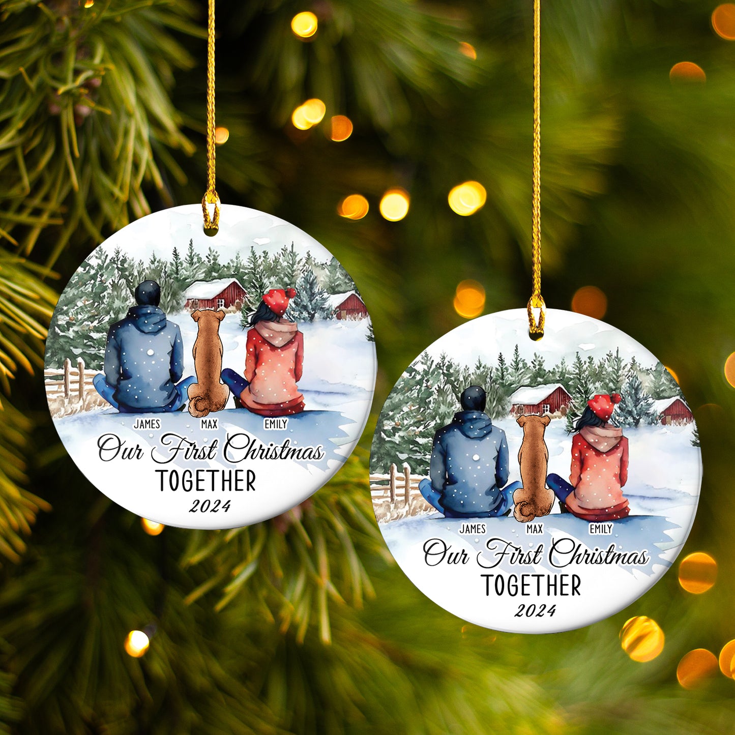 Petthouse | Our First Christmas Together Ornament, Custom Family With Pet Ornament 2024, Family Ornament