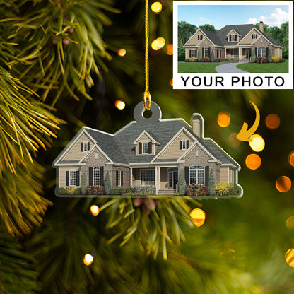 Petthouse | Custom House Photo Christmas Ornament, House Ornament Christmas, House 2025 Xmas Gift For Family