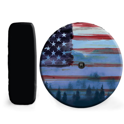 Petthouse | American Flag Watercolor Painting Wheel Tire Covers American Forest Tire Wheel Protector Gifts