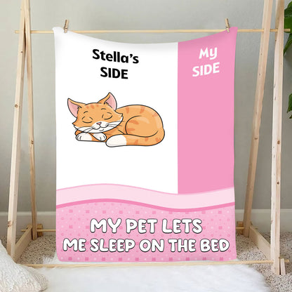 Petthouse | Personalized Fleece Blanket To Cat Mom, Let Me Sleep On The Bed, Wedding Gift For Pet Lovers