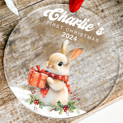 Petthouse | Personalized Baby's First Christmas Ornament 2024, Baby Rabbit Ornament, Christmas Gift