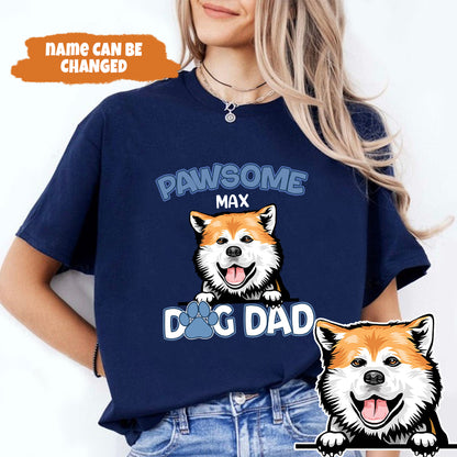 Petthouse | Custom Dog Pawsome Dog Dad Shirt, Gift For Dog Lovers, Father's Day, Gift For Dad