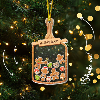 Petthouse | Personalized Family Member 4d Shaker Ornament, Gingerbread Family, Family Christmas Gifts