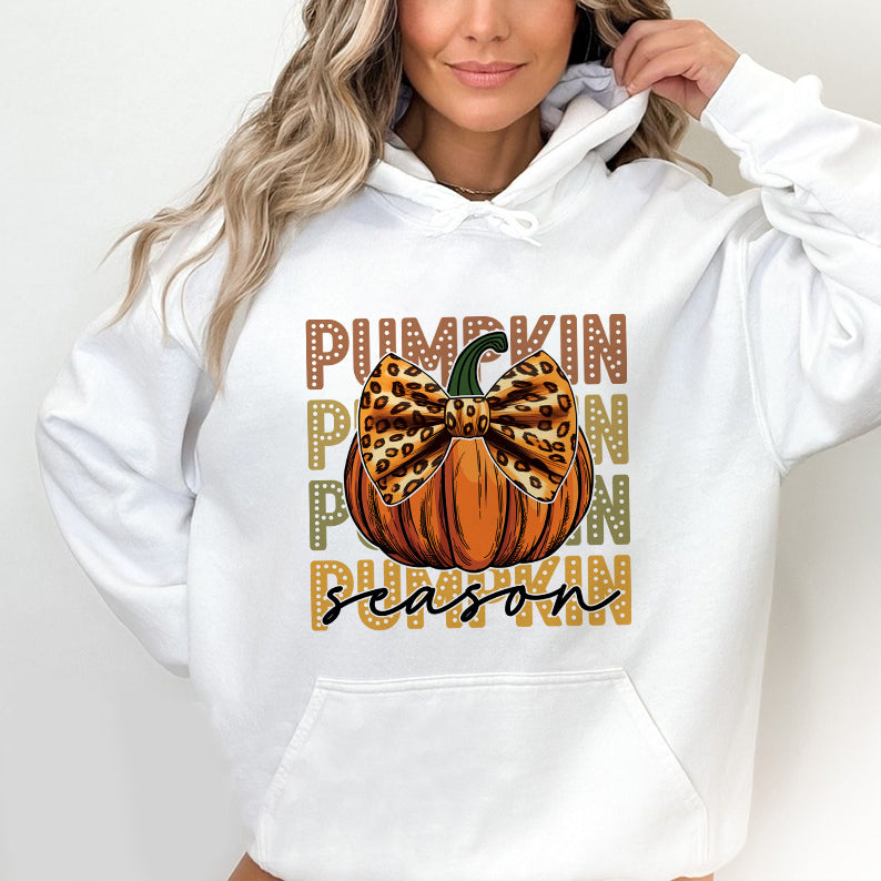 Petthouse | Pumpkin Season Leopard Bow Shirt, Fall Coquette Shirt, Fall Girl Pumpkin Season Shirt