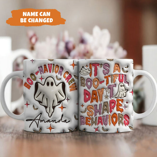 Petthouse | Custom Ghost Halloween Behavior Analyst 3d Inflated Mug, Halloween Ghost Mug, Coffee Cup