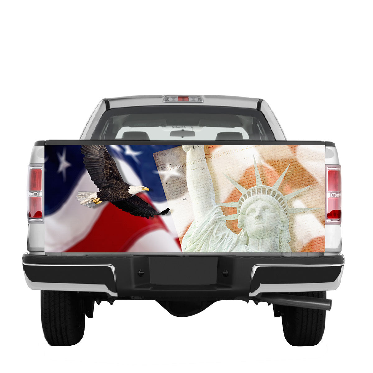 Petthouse | Truck Tailgate Wrap Bald Eagle Liberty Statue Patriotic Tailgate Wrap Decal Graphics Trucks Weatherproof