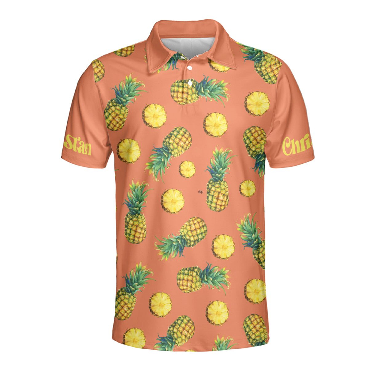 Petthouse | Customized Name Pineapple Summer Vibes Polo Pineaple Fresh Fruit Golf Polo Shirt Summer Outfit Design