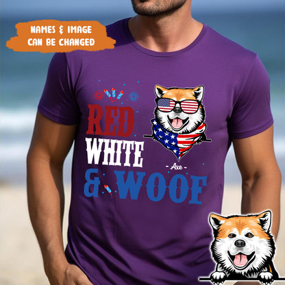 Petthouse | Personalized Red White & Woof Dog Dog 4th Of July Shirt, Birthday Gift For Dad, Grandpa