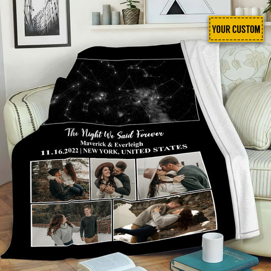 Petthouse | Customized The Night We Said Forever Fleece Blanket, Star Map Throw Blanket, Long Distance Lover