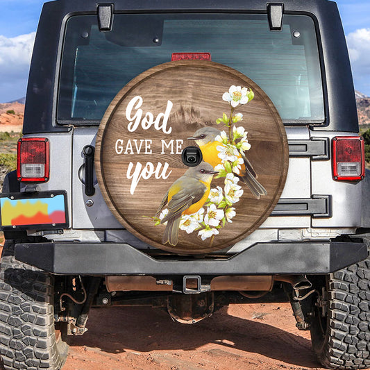 Petthouse | God Gave Me You Spare Tire Cover Nashville Warbler Flower Tire Protector New Car Gift Spare