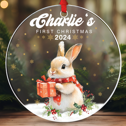 Petthouse | Personalized Baby's First Christmas Ornament 2024, Baby Rabbit Ornament, Christmas Gift