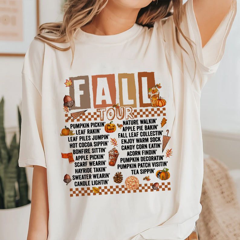 Petthouse | Retro Fall Tour Shirts, Fall Shirt, Autumn Leaves Pumpkin Shirt, Pumpkin Gardening