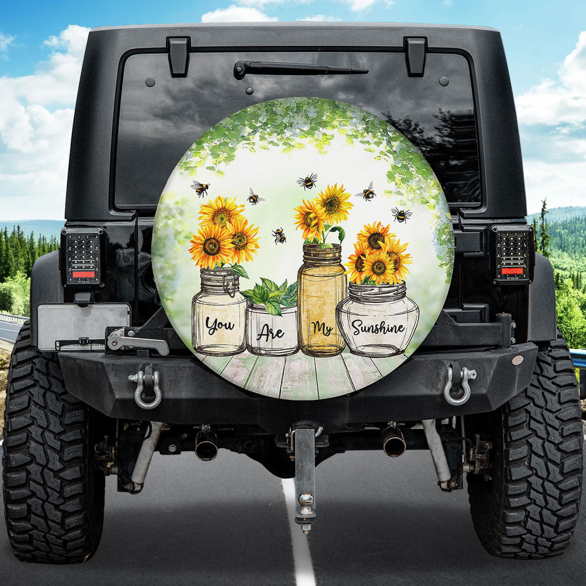 Petthouse | Bee Sunflower Motivation Quote Tire Wheel Protector You Are My Sunshine Daughter Spare Tire Cover